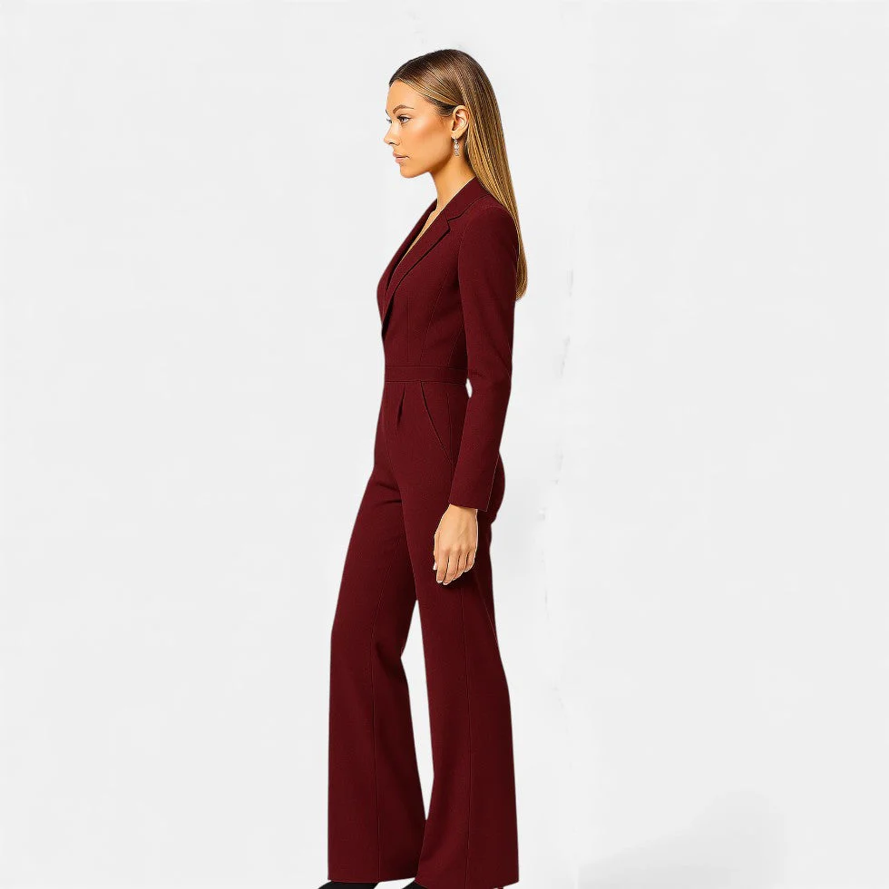 Eleganter Damen Jumpsuit mit Anzugkragen - Image 2