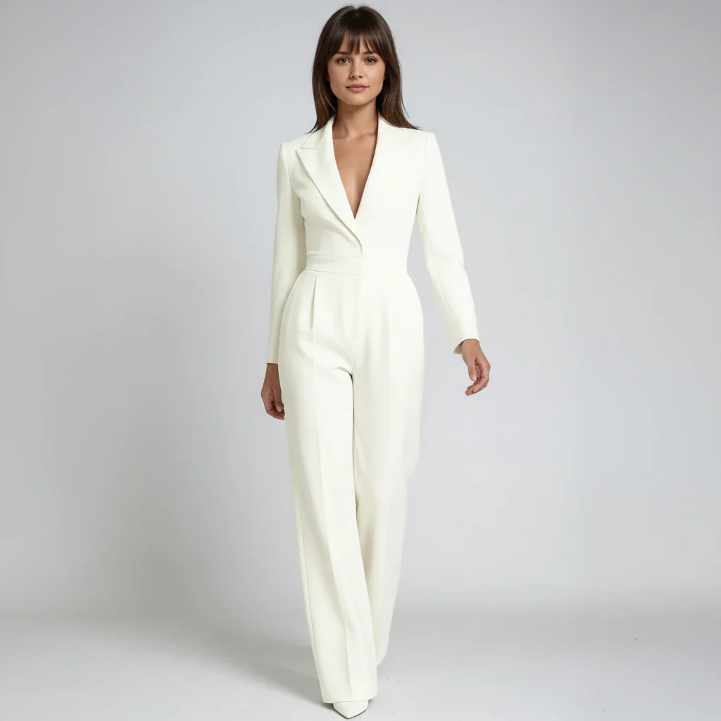 Bettina | Damen Eleganter Jumpsuit V-Ausschnitt Weite Beine – Jumpsuit Elegant 2026 - Image 4