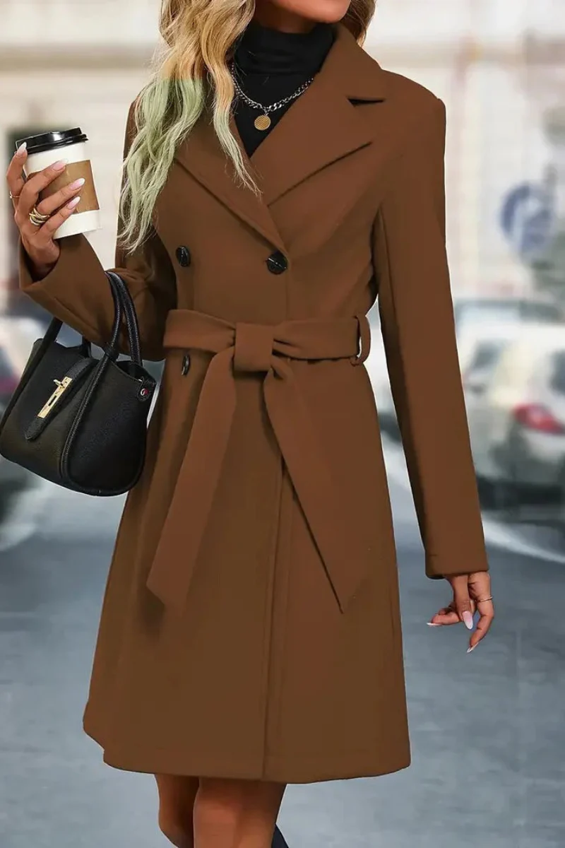 Eleganter doppelreihiger Trenchcoat für Damen | Lang - Image 4