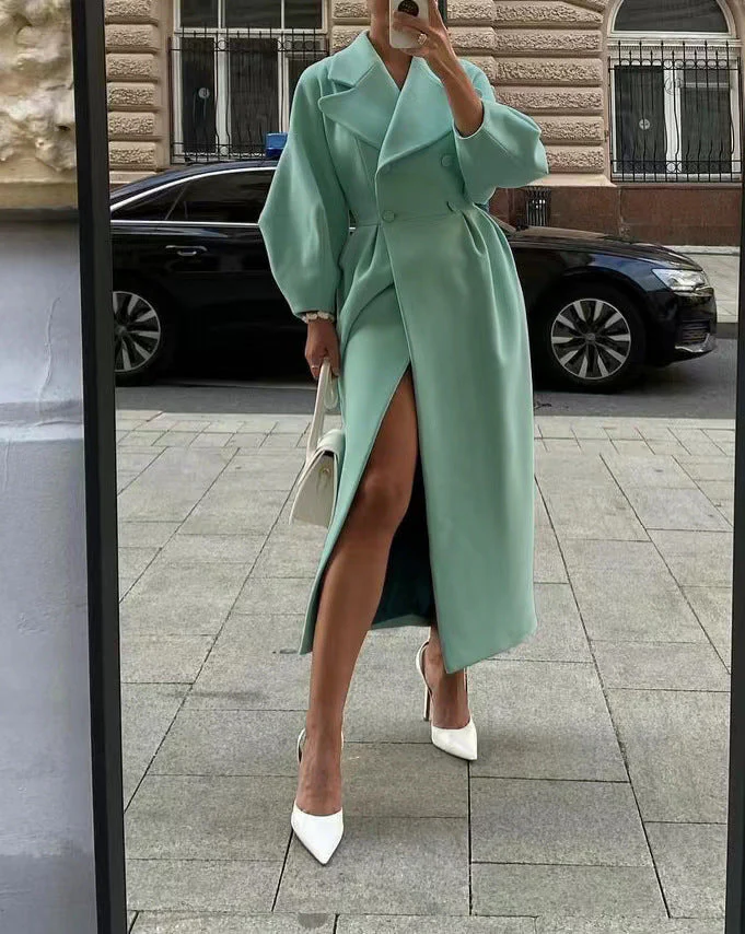 Eleganter Langer Trenchcoat für Damen | Reverskragen