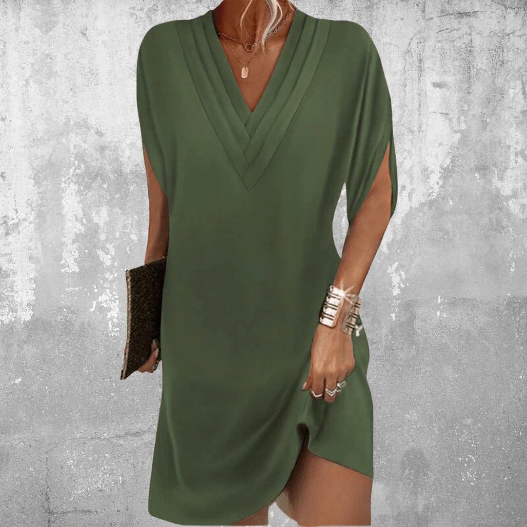 Elegantes bauchbedeckendes Kleid für Frauen - Sommerkleid mit V-Ausschnitt