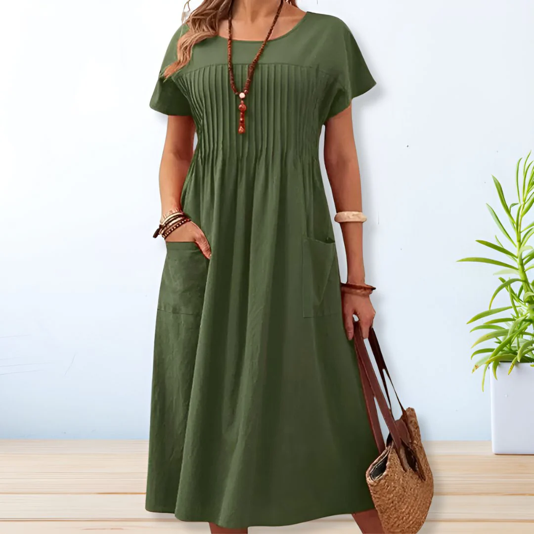 Elegantes Damen Kleid Für Den Sommer – Lässiges Mittellanges Kleid Mit Praktischen Taschen - Image 2