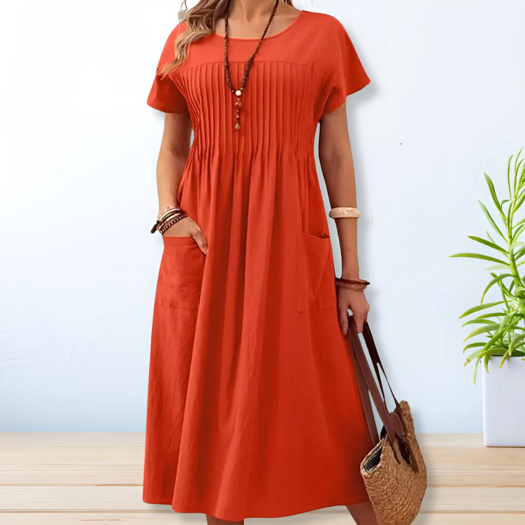 Elegantes Damen Kleid Für Den Sommer – Lässiges Mittellanges Kleid Mit Praktischen Taschen - Image 3