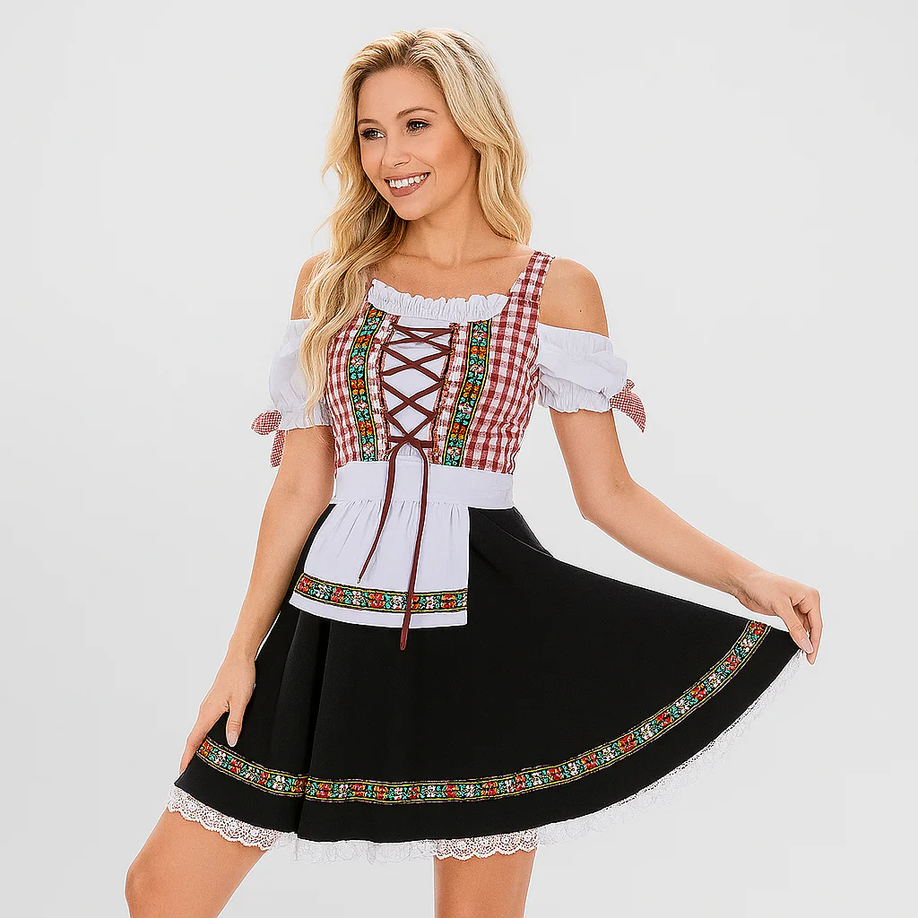 Elegantes Dirndl Damen – Mit Spitzenbesatz & Rückenschleife im traditionellen Bayern-Stil - Image 3