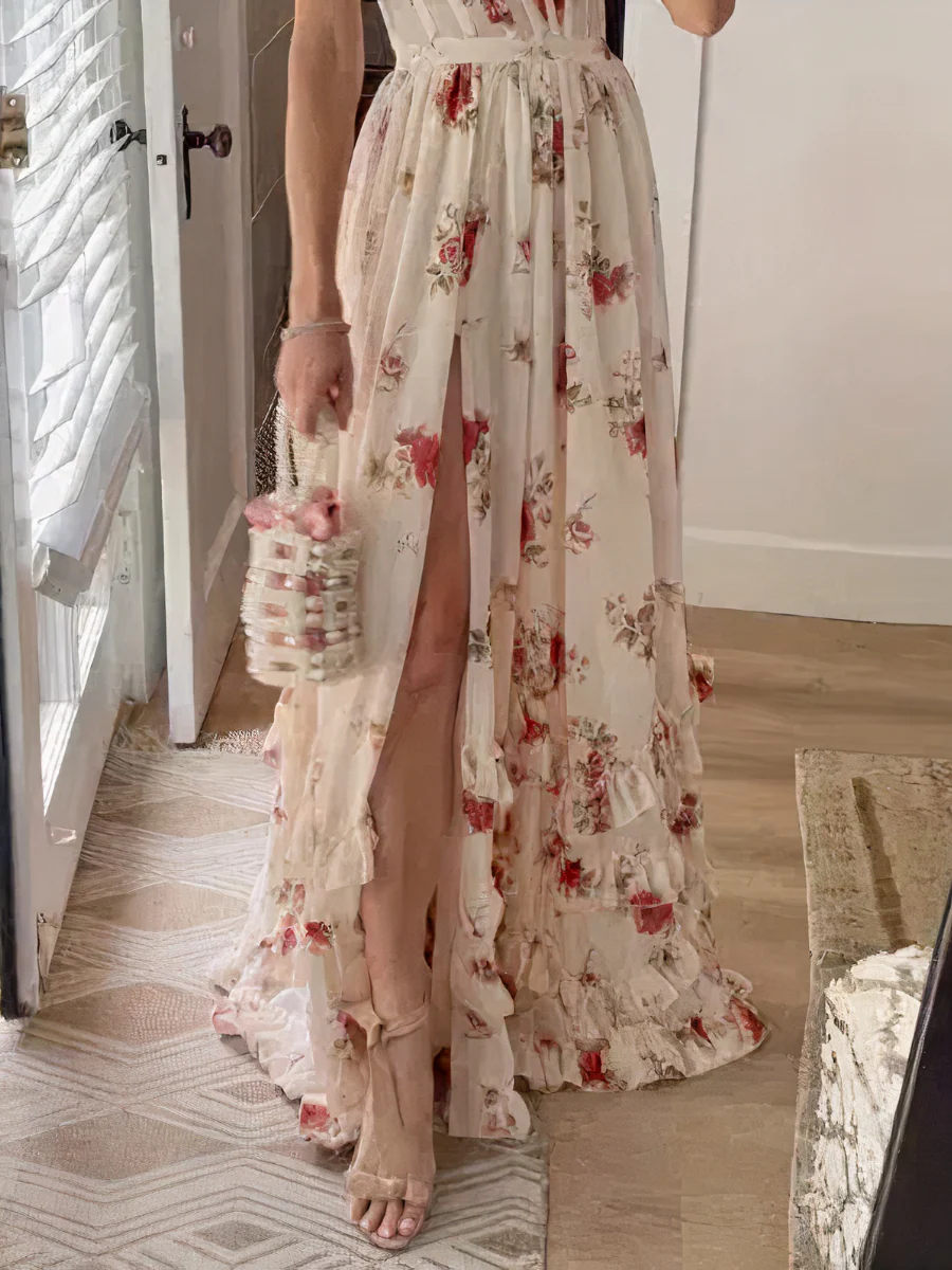 Elegantes geblümtes Korsettkleid für Damen | Maxi - Image 2