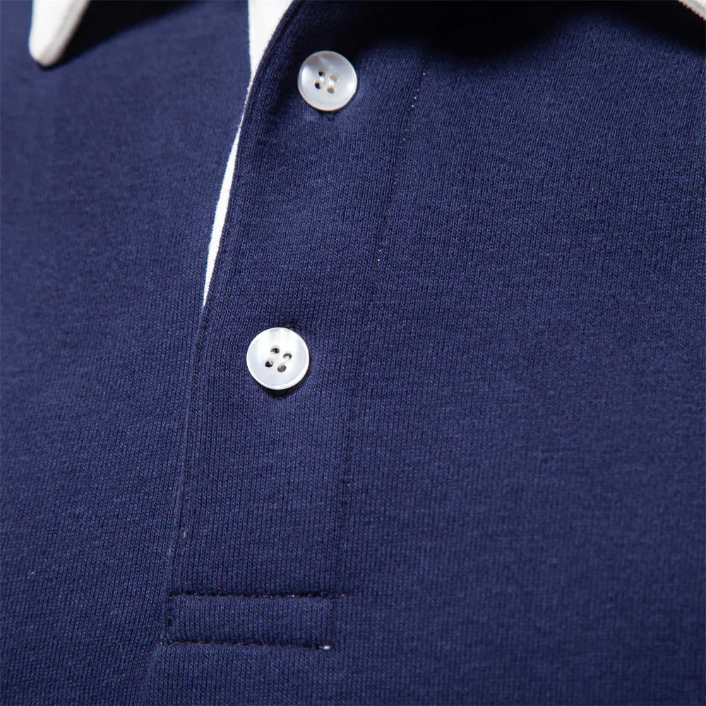 Elegantes herren langarm polo shirt mit klassischem kragen - Image 4
