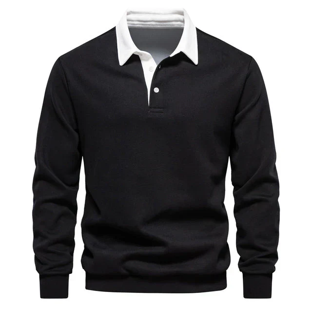 Elegantes herren langarm polo shirt mit klassischem kragen - Image 7