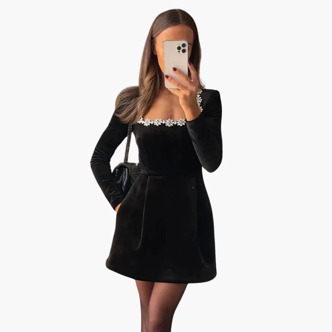 Elegantes Kleid für Damen mit langen Ärmeln und Blumenmuster - Image 2