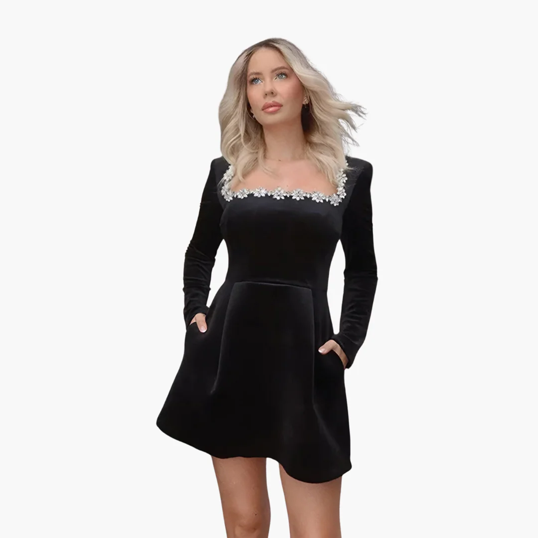 Elegantes Kleid für Damen mit langen Ärmeln und Blumenmuster - Image 3