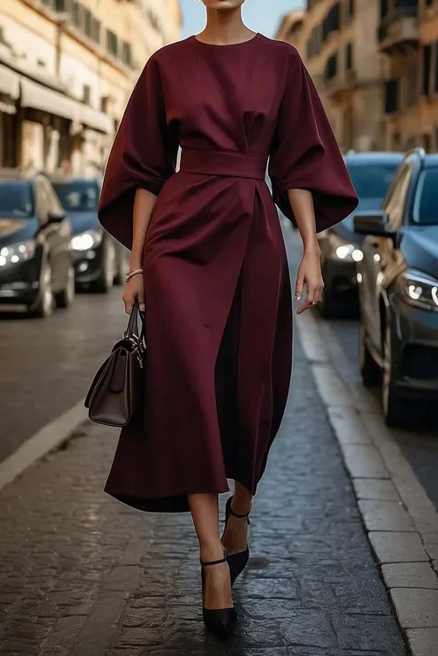 Elegantes Kleid mit Laternenärmeln für Frauen - Zeitlose Eleganz für jeden Anlass - Image 5