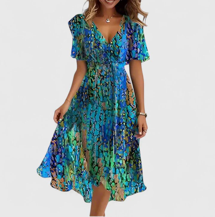 Elegantes kurzes Kleid für Frauen | Blumenmuster | Sommerkleid - Image 4