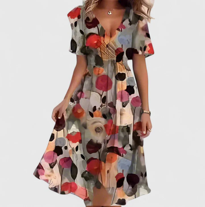 Elegantes kurzes Kleid für Frauen | Blumenmuster | Sommerkleid - Image 5