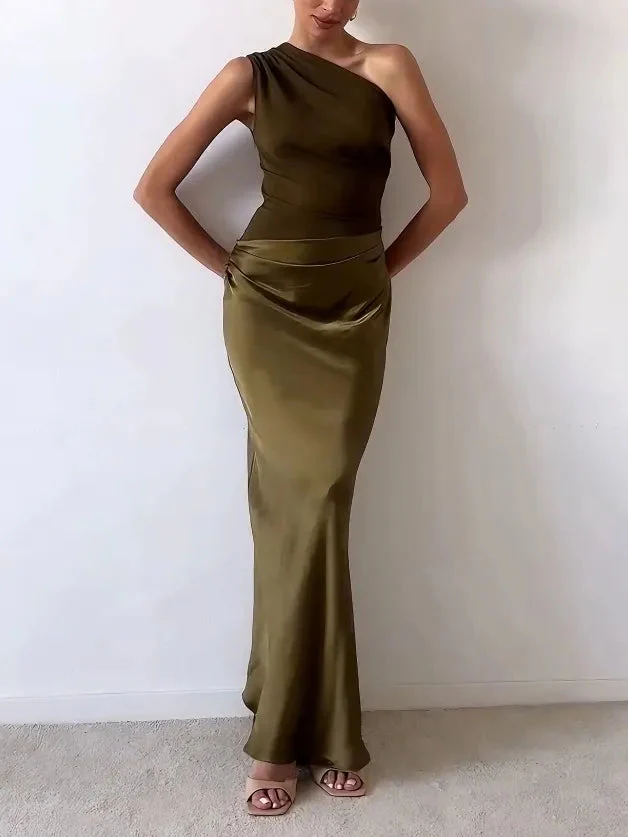 Elegantes Maxikleid mit One-Shoulder-Ausschnitt für Frauen – Perfekt für besondere Anlässe - Image 5