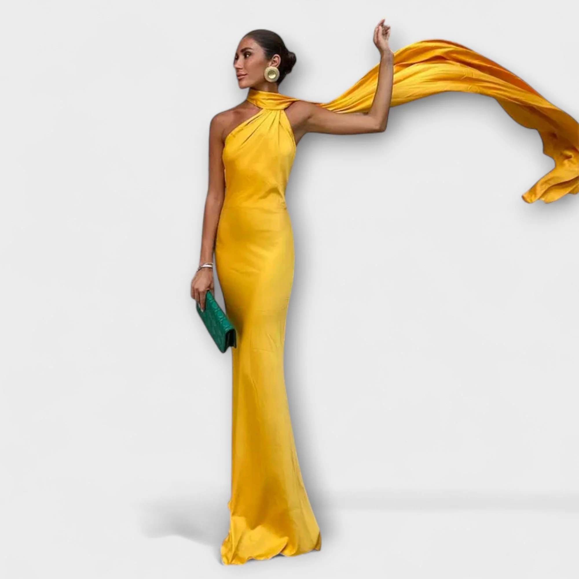 Elegantes Off-Shoulder Halter Maxikleid - Image 9
