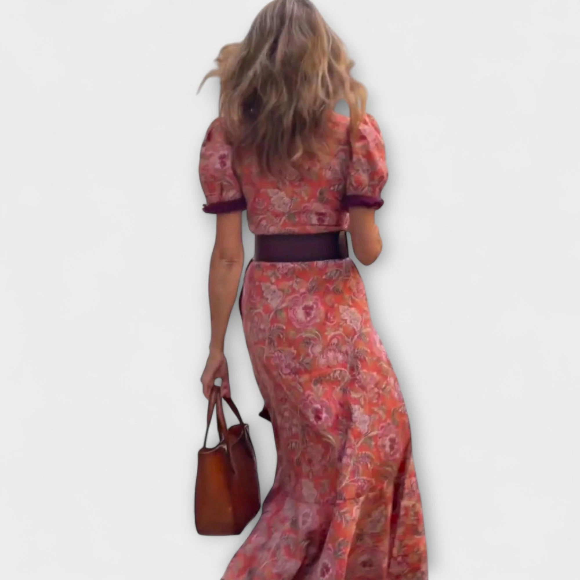 Elegantes Pinkes Maxi-Kleid mit kurzen Ärmeln - Image 4