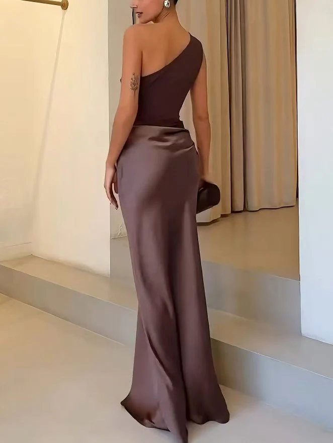 Elegantes Plissiertes Maxikleid Mit One-Shoulder-Ausschnitt – Sommer Maxikleider Für Besondere Anlässe Und Lange Kleider - Image 4
