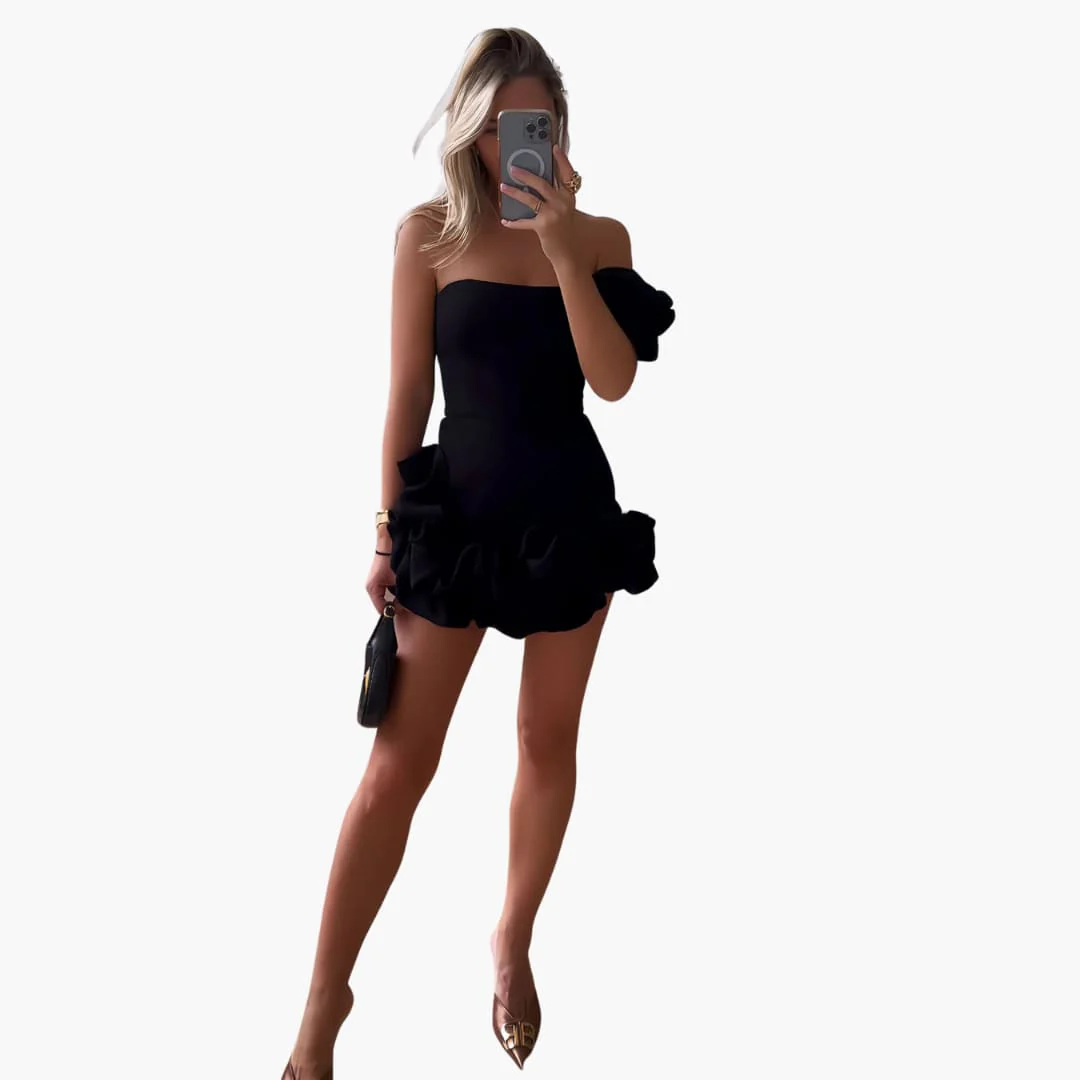 Elegantes Satin-Rüschendress für Frauen - Einseitig Schulterfrei - Image 6