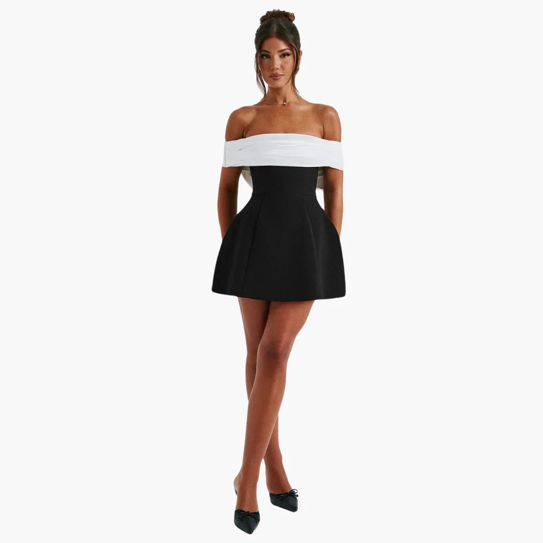 Elegantes schwarzes Kleid für Damen mit Schleifen-Detail hinten - Image 2