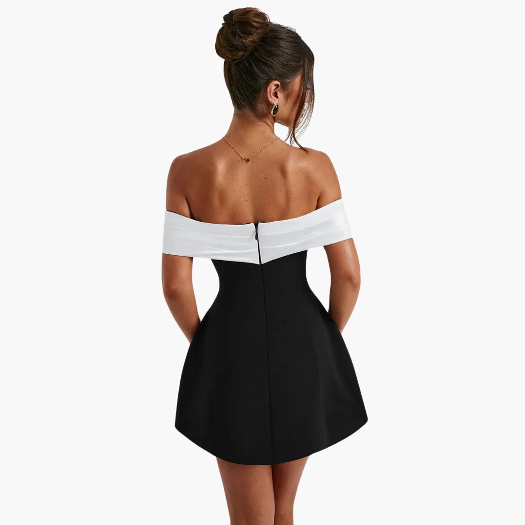 Elegantes schwarzes Kleid für Damen mit Schleifen-Detail hinten - Image 5