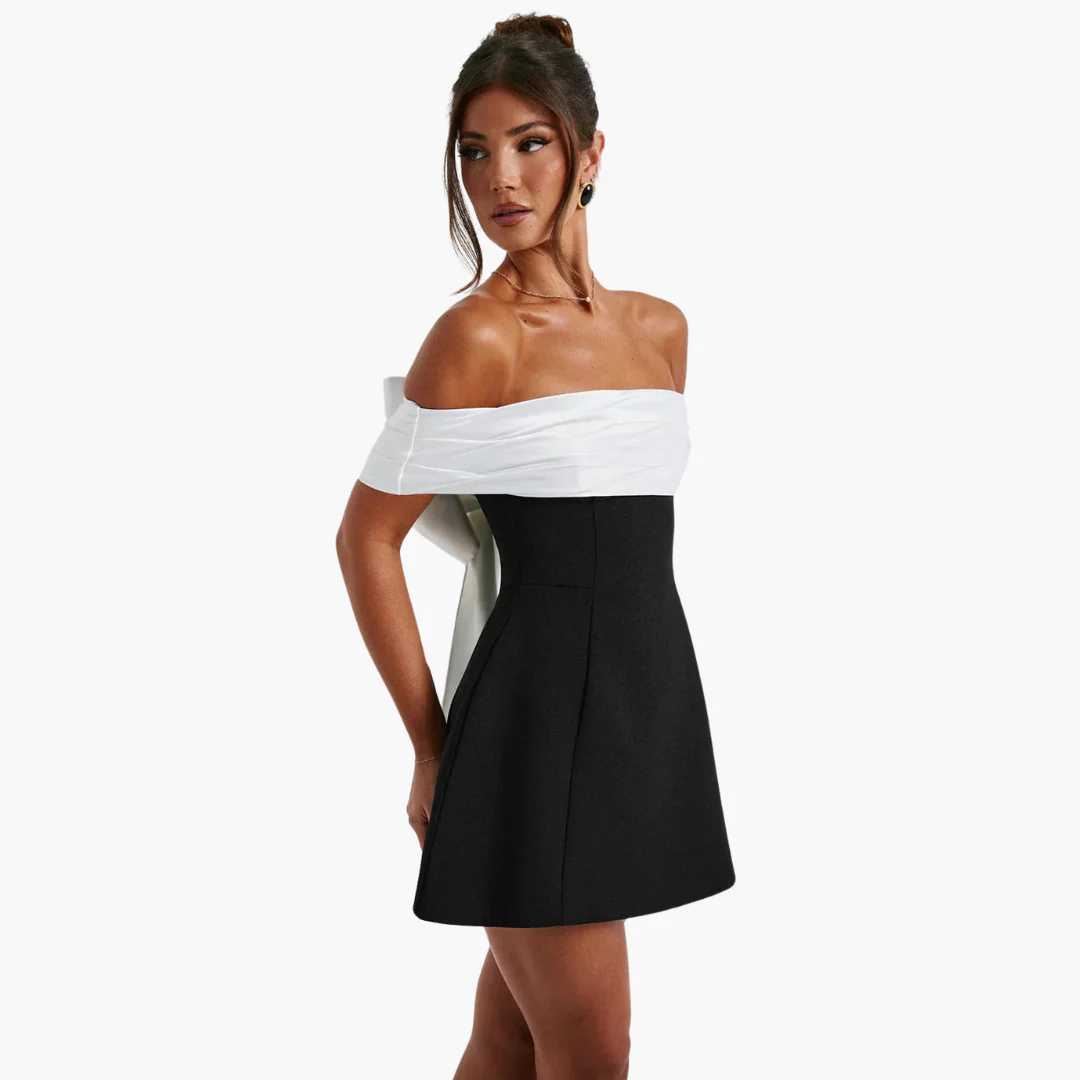 Elegantes schwarzes Kleid für Damen mit Schleifen-Detail hinten - Image 6