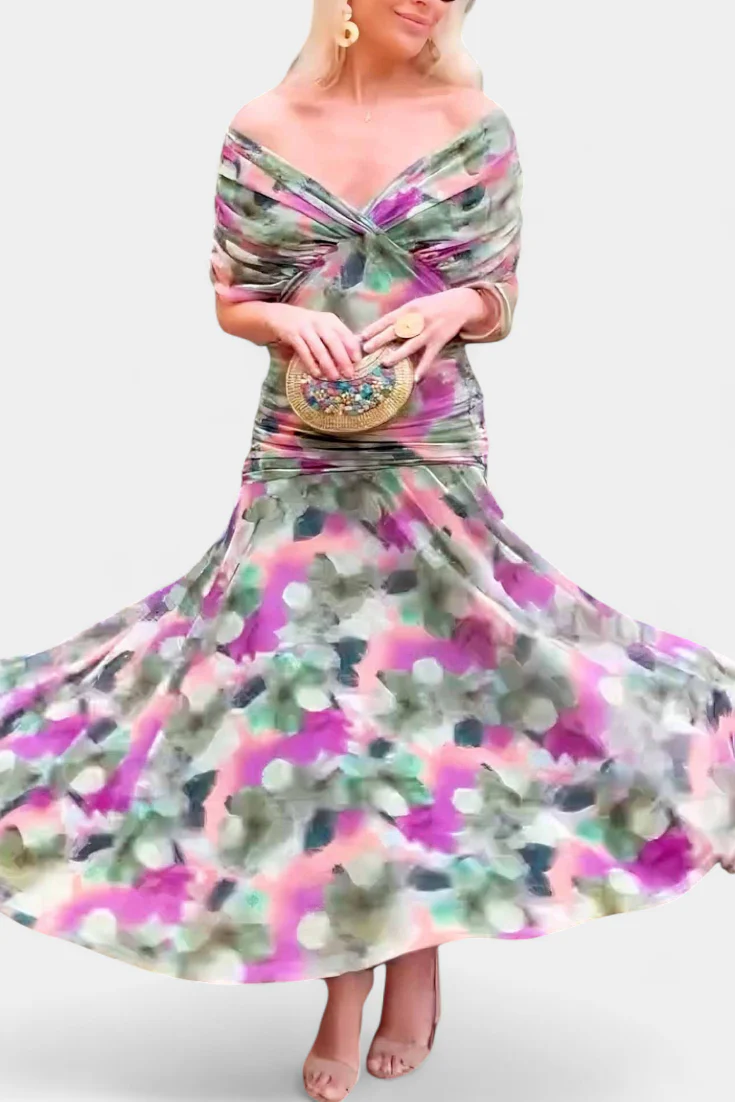 Elegantes Sommerkleid für Frauen mit V-Ausschnitt und Blumenmuster - Image 5