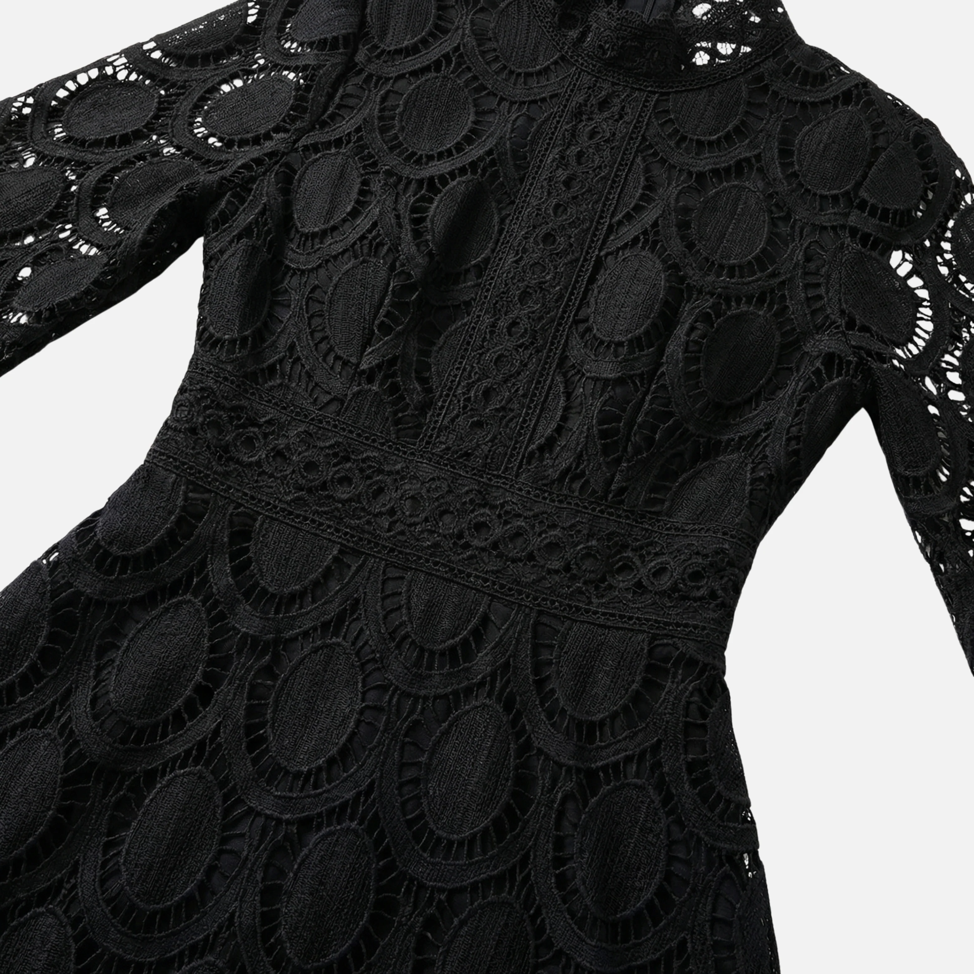 Cäcilia | Damen Elegantes Spitzenkleid Hochgeschlossen Midi A-Linie – Spitzen A-Linie - Image 4