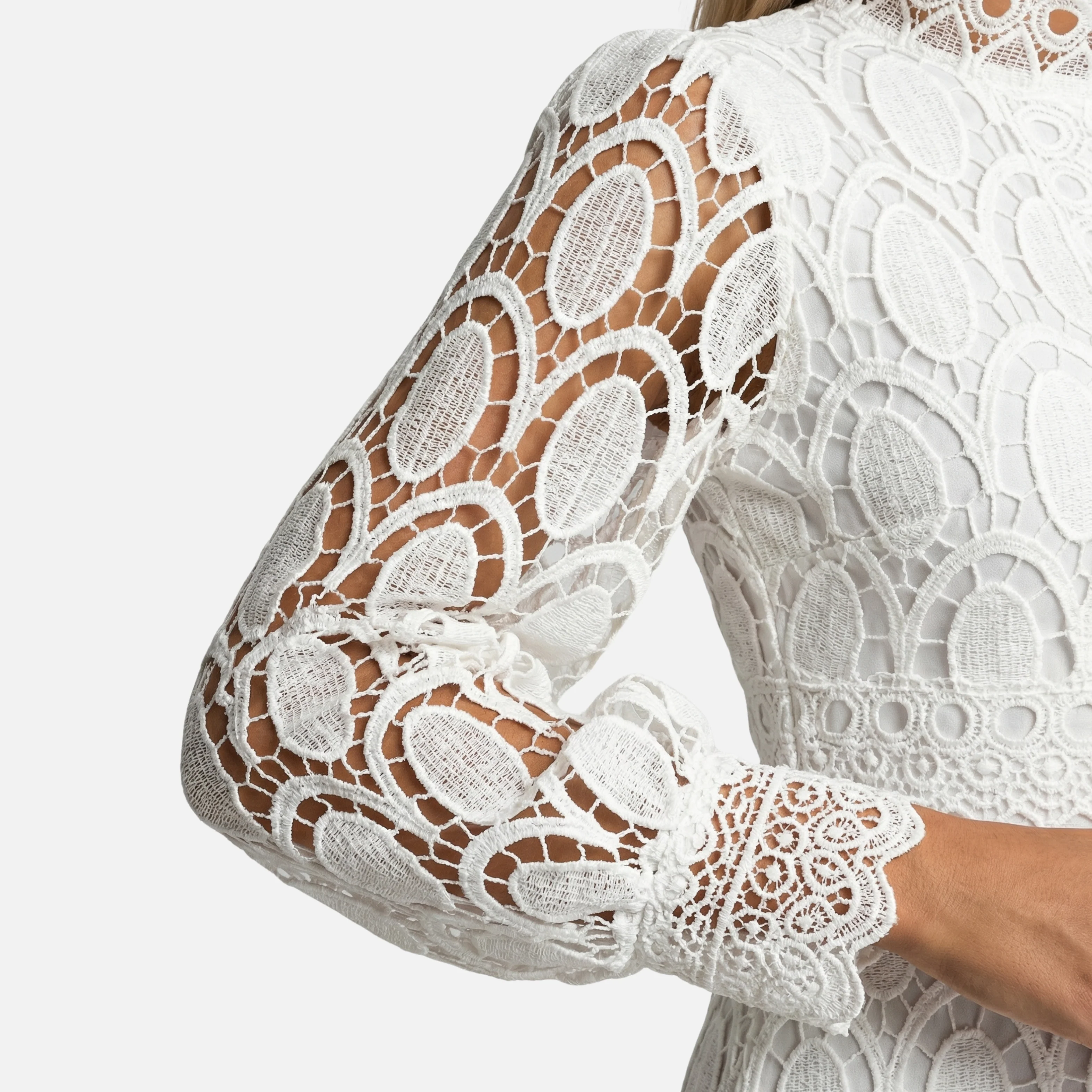 Cäcilia | Damen Elegantes Spitzenkleid Hochgeschlossen Midi A-Linie – Spitzen A-Linie - Image 5