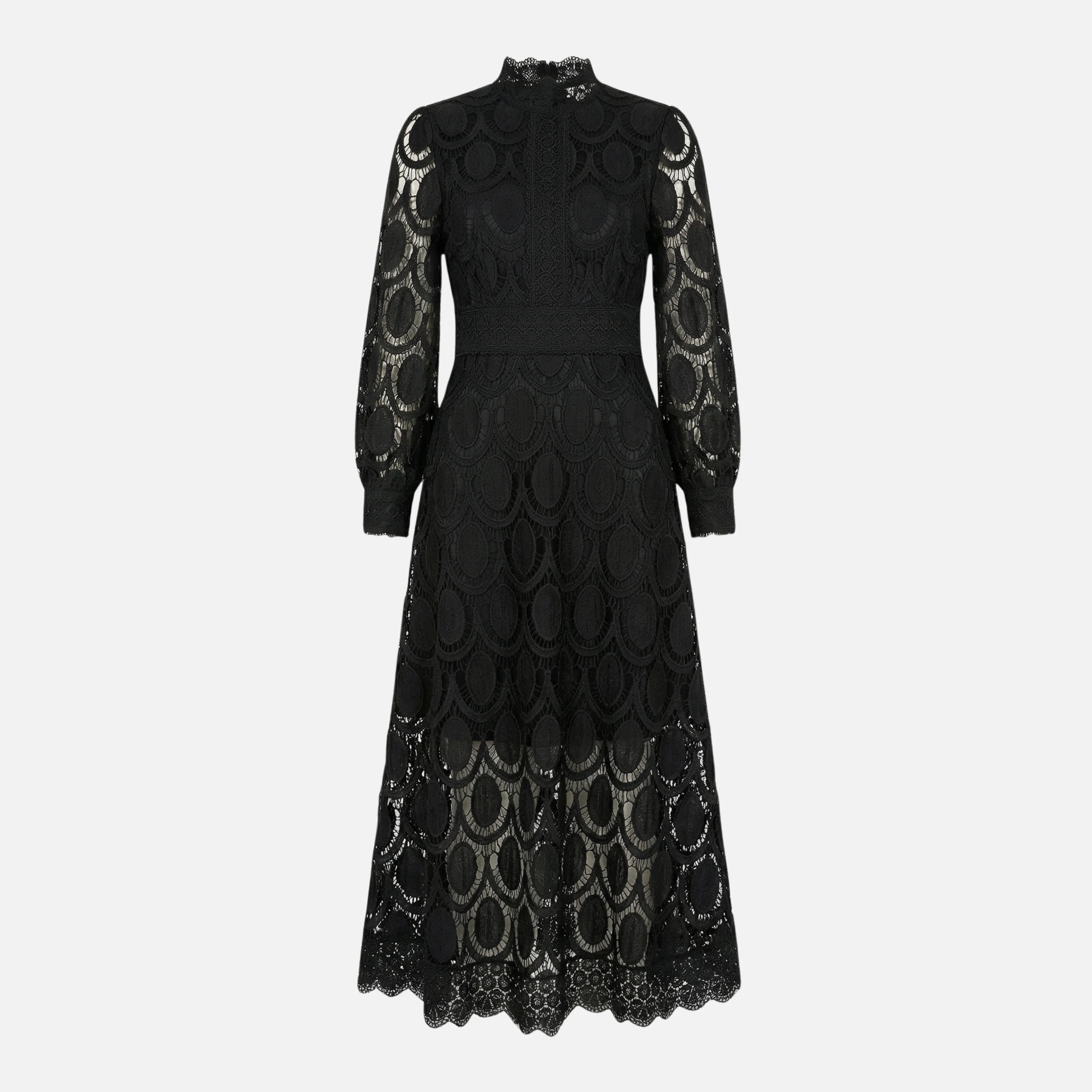 Cäcilia | Damen Elegantes Spitzenkleid Hochgeschlossen Midi A-Linie – Spitzen A-Linie - Image 7