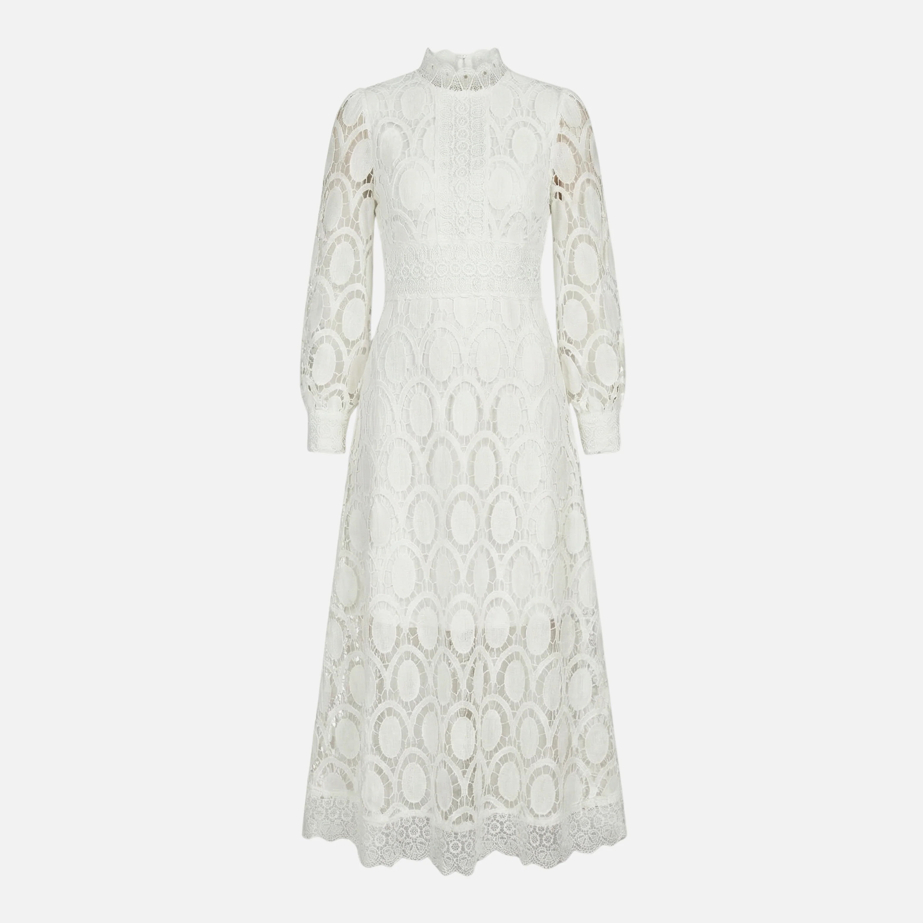 Cäcilia | Damen Elegantes Spitzenkleid Hochgeschlossen Midi A-Linie – Spitzen A-Linie - Image 8
