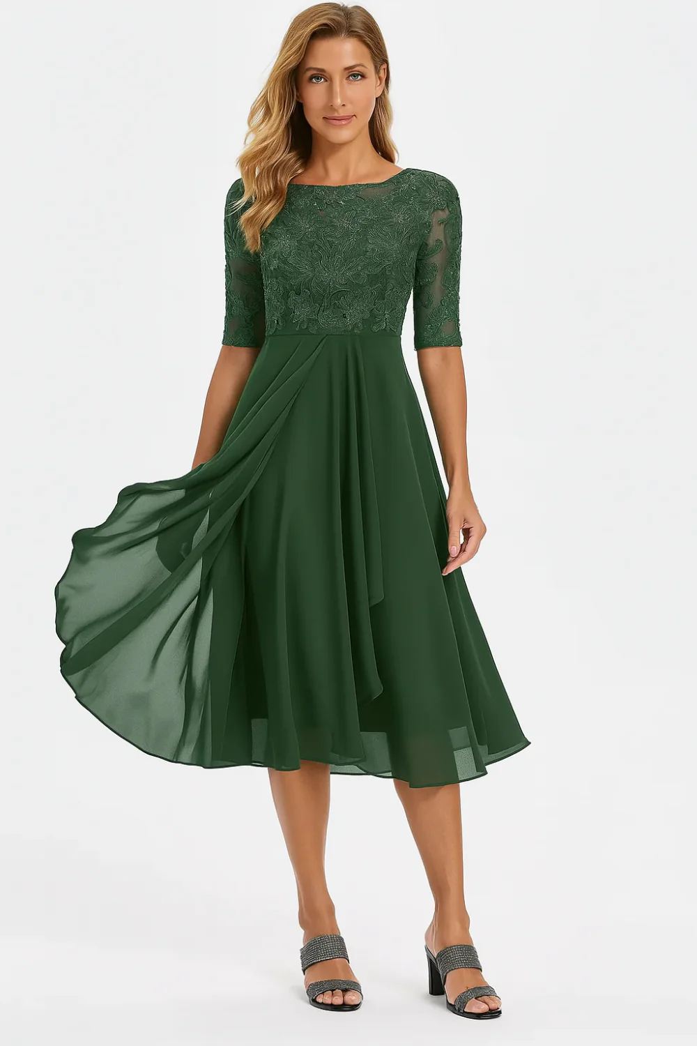 Elegantes Vintage Hochzeitsgastkleid für Damen | Midi - Image 2