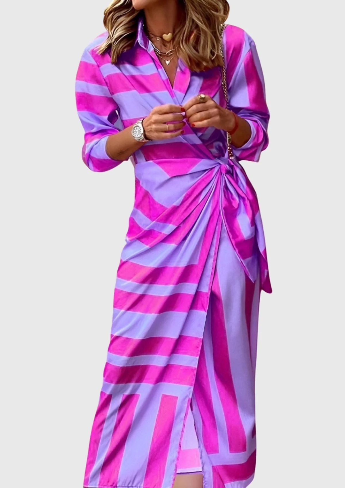 Elegantes Wickelkleid für Frauen – Stilvolles Sommerkleid mit modernem Druck - Image 12