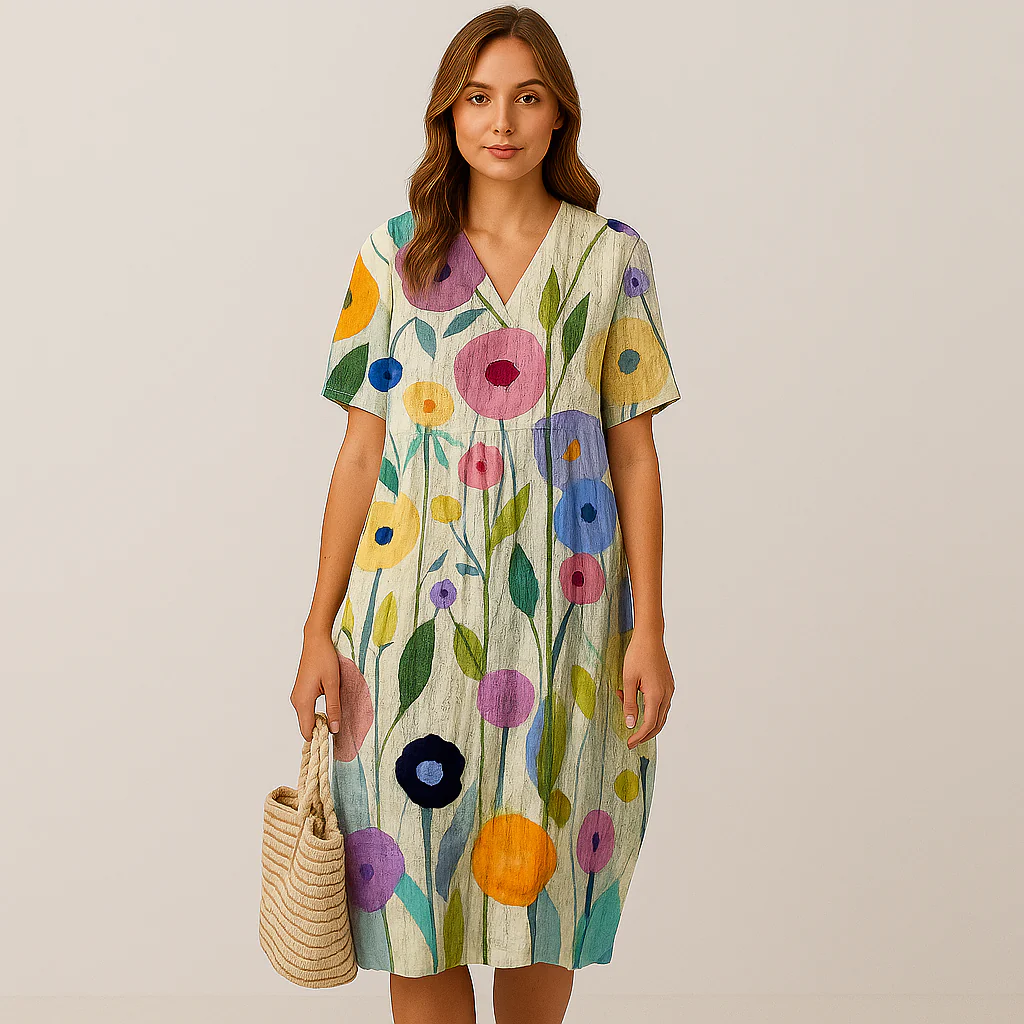 Elena Bloom Legeres Midi-Kleid – Blümchenleichtes Sommer-Eleganz-Kleid