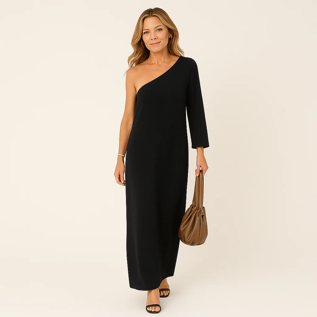 Elena – Elegantes asymmetrisches Maxikleid für einen Statement-Look