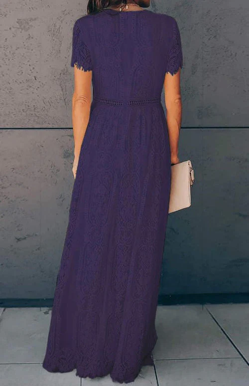 Élise Elegante Lange Kleid mit Offenen Details – Schicke Kurzarm Maxikleid - Image 11
