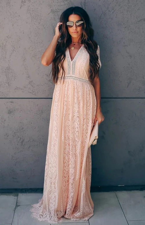 Élise Elegante Lange Kleid mit Offenen Details – Schicke Kurzarm Maxikleid - Image 21