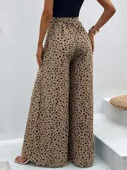 Ella - Gepunktete Damenhose mit weitem Bein und verstellbarer Taille - Image 2