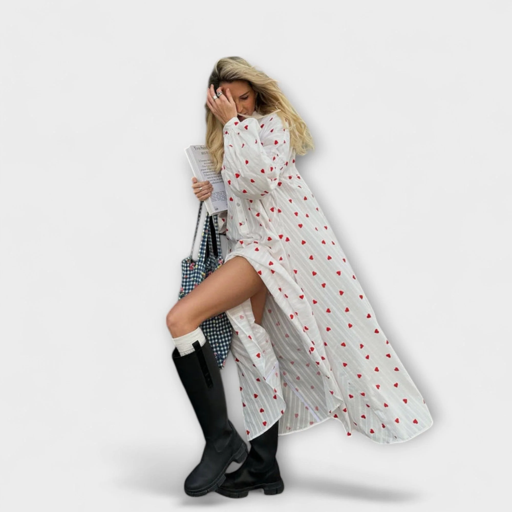 Elna – Romantisches Jacquardkleid mit Herzmuster - Image 2