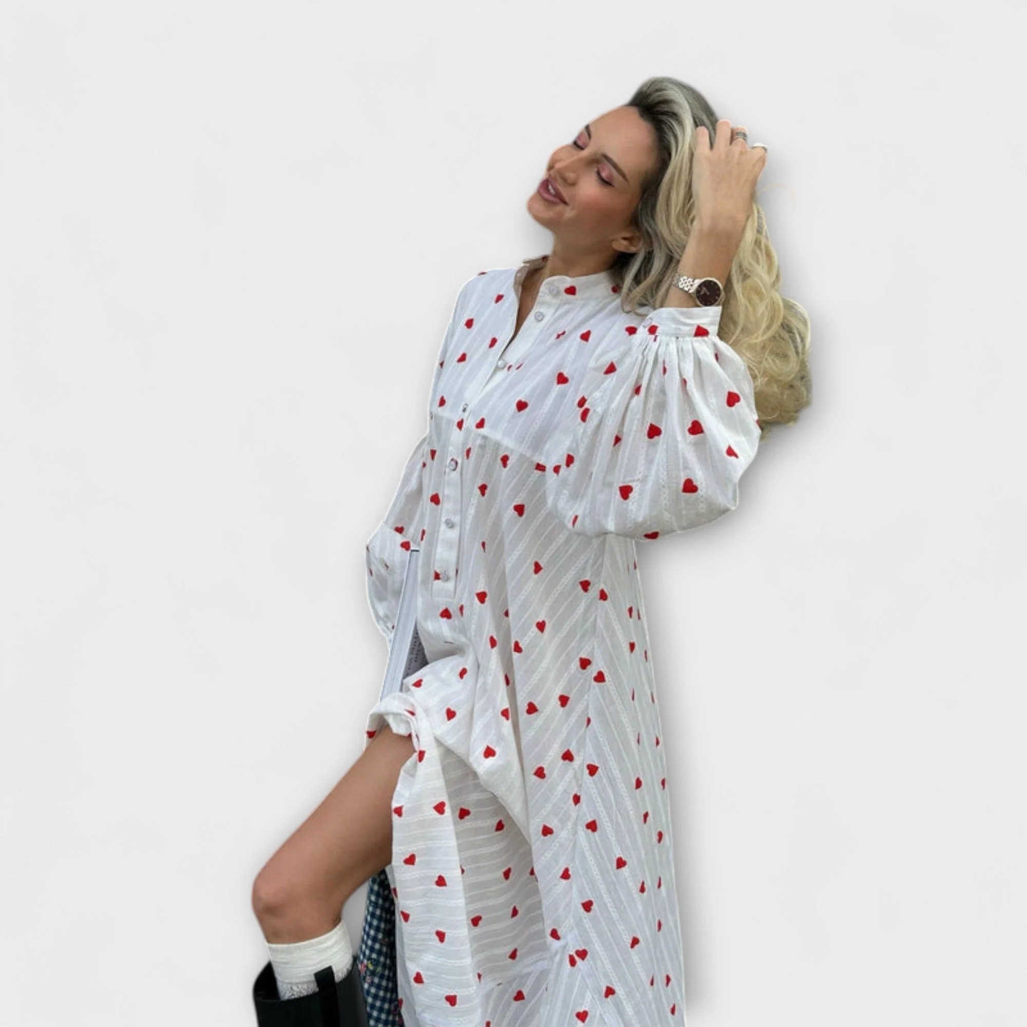 Elna – Romantisches Jacquardkleid mit Herzmuster - Image 7