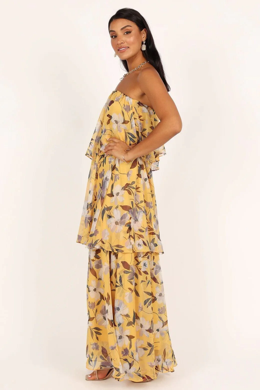 Elsie - Gepunktetes Trägerloses Maxikleid
