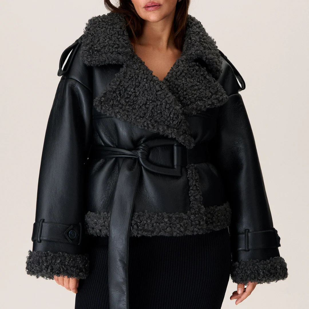 Elvira | Belted Shearling Coat - Image 3