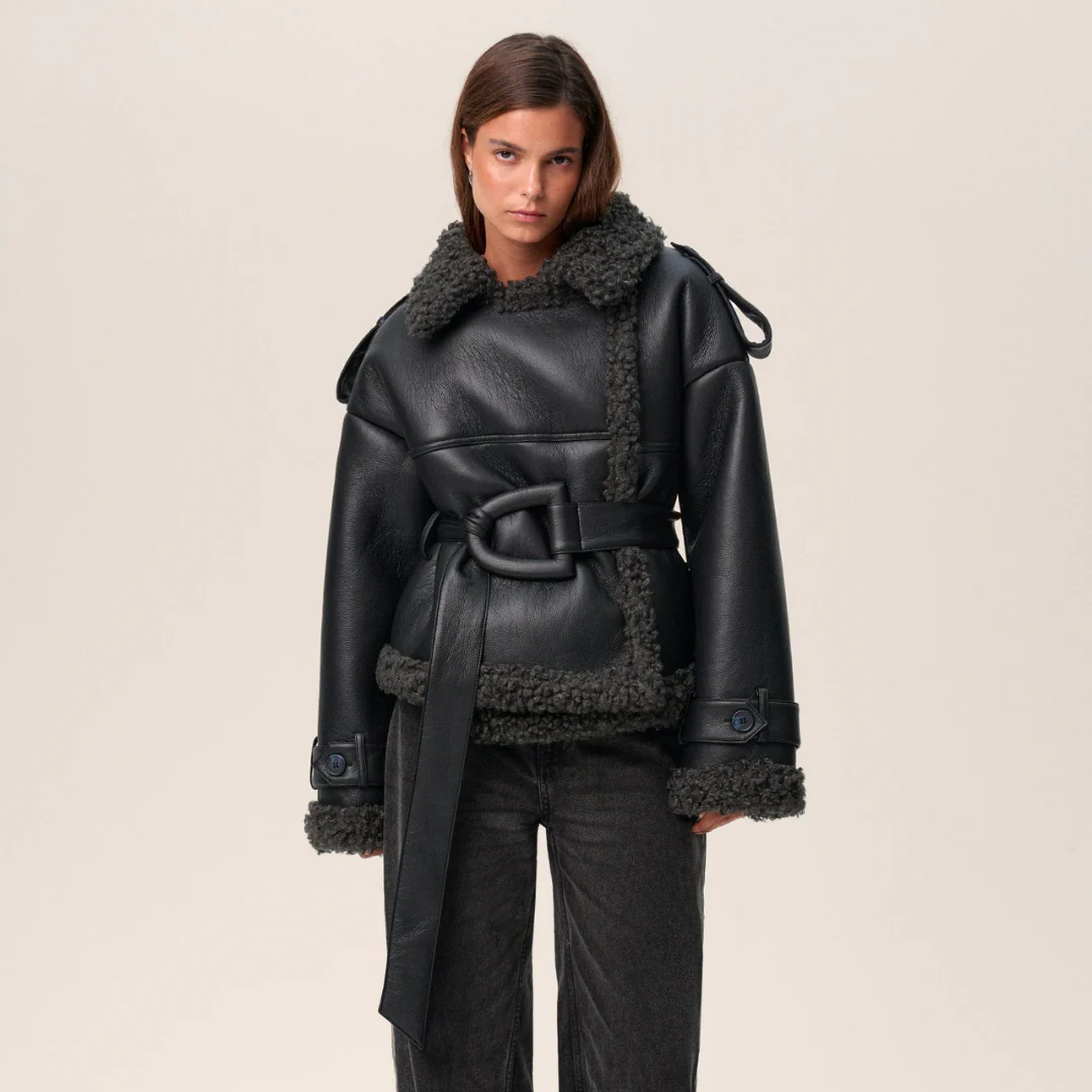 Elvira | Belted Shearling Coat - Image 5