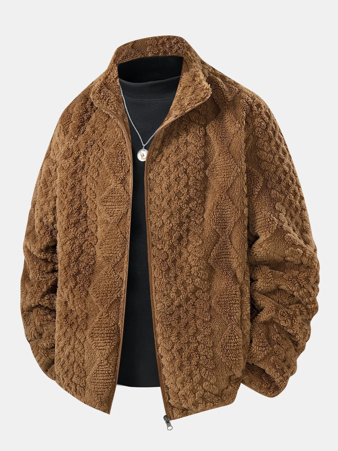 Elwood – Geometrische Jacquard Teddy Jacke - Image 2