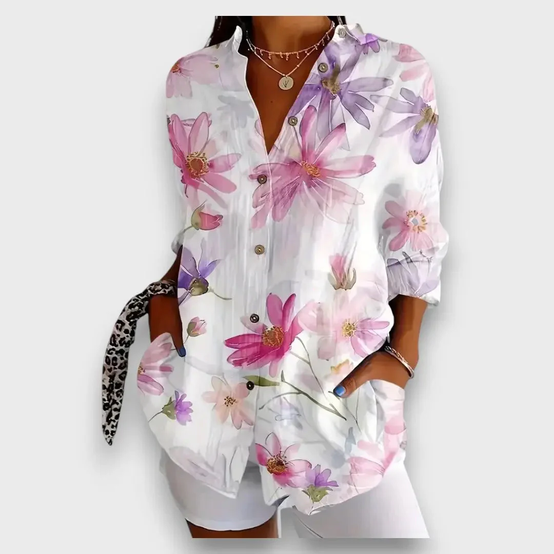 Emiliana – Fließende Bluse mit Aquarellblüten