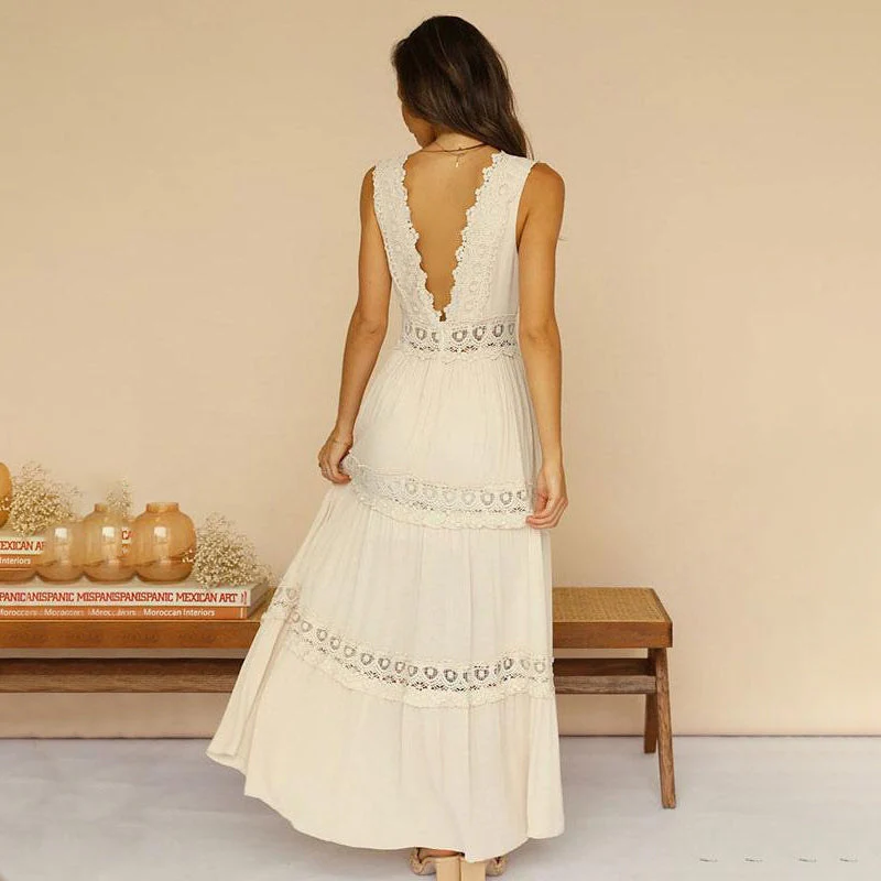 EMINE - LANGES KLEID MIT V-AUSSCHNITT - Image 2