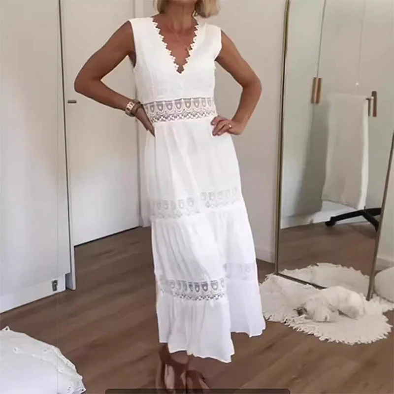 EMINE - LANGES KLEID MIT V-AUSSCHNITT - Image 3