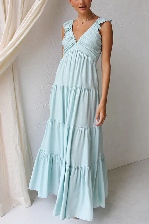 Emma | V-Ausschnitt Leinen-Maxikleid - Image 4