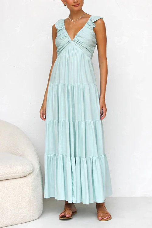 Emma | V-Ausschnitt Leinen-Maxikleid - Image 5