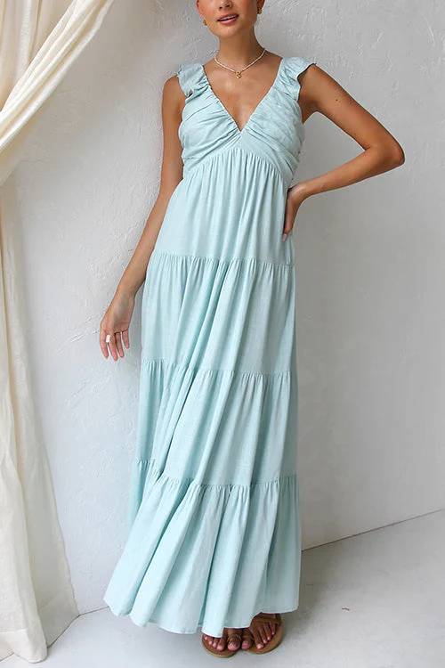 Emma | V-Ausschnitt Leinen-Maxikleid - Image 8