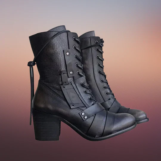 Emma - wilde retro-motorradstiefel mit dicker sohle - Image 2
