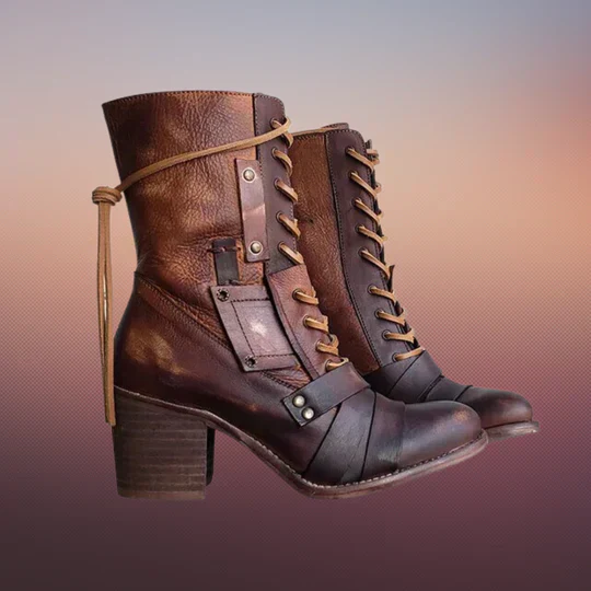 Emma - wilde retro-motorradstiefel mit dicker sohle - Image 3